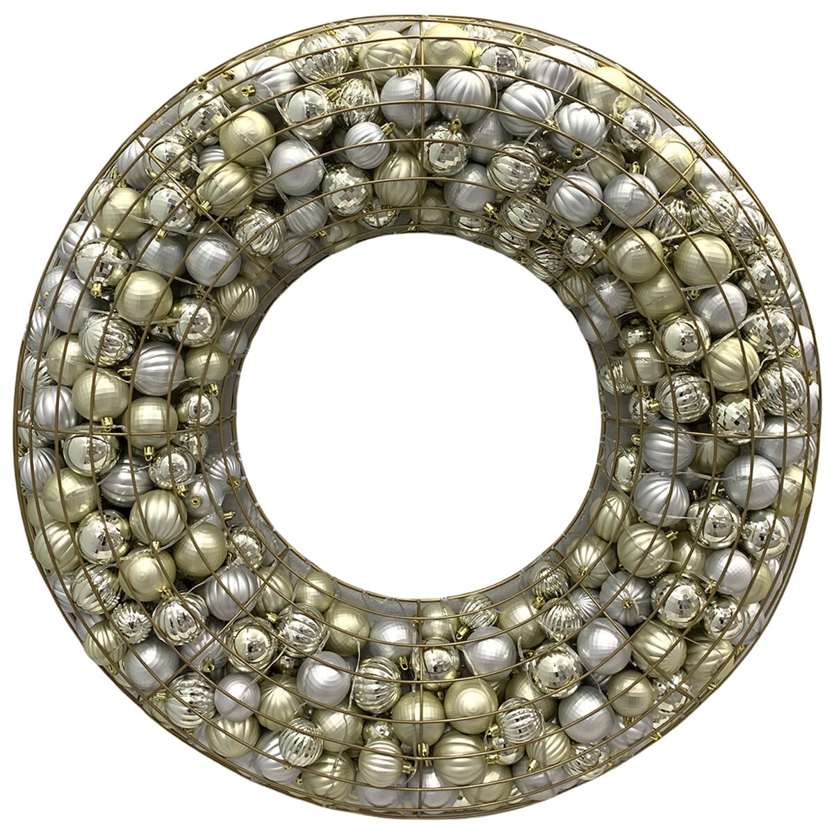 Ornament Wreath With LED Lights Metallic