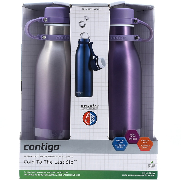 Contigo Thermalock Matterhorn Stainless Steel Water Bottle 2pk Violet