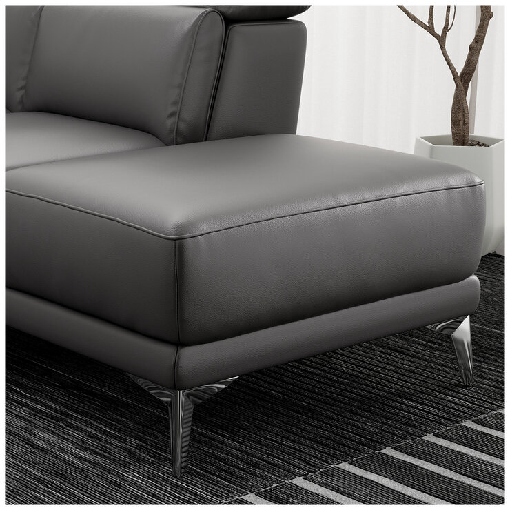 Valencia Pista Leather Reclining Sectional Lounge Right Chaise Grey
