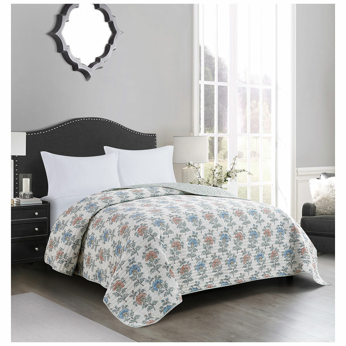 Fraiche Maison Microfibre Quilt King Blockprint