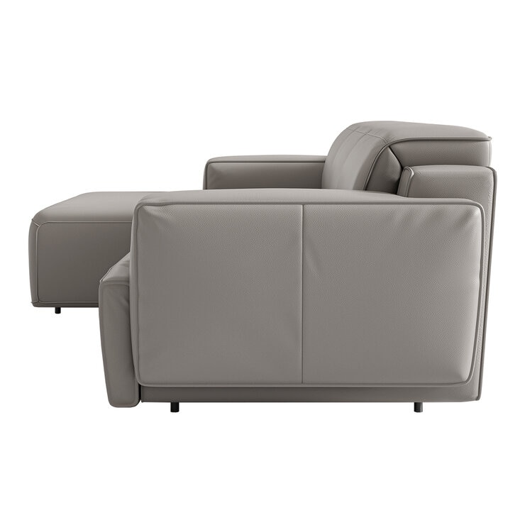Valencia Valentina Leather Recliner Sectional Lounge With Left Chaise Light Grey
