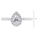 18KT White Gold 0.73ctw Diamond Pear Centre Halo Ring