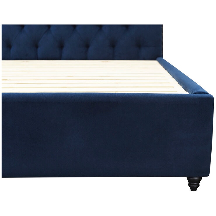 Moran Princess King Bedhead With Encasement With Slatted Base Blue