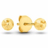 18K Yellow Gold Diamond Cut Ball Stud Earrings