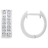 18KT White Gold 0.67ctw Round Diamond Two Row Earrings