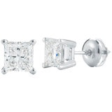 18KT White Gold 1.00CTW Princess Cut Diamond Stud Earrings