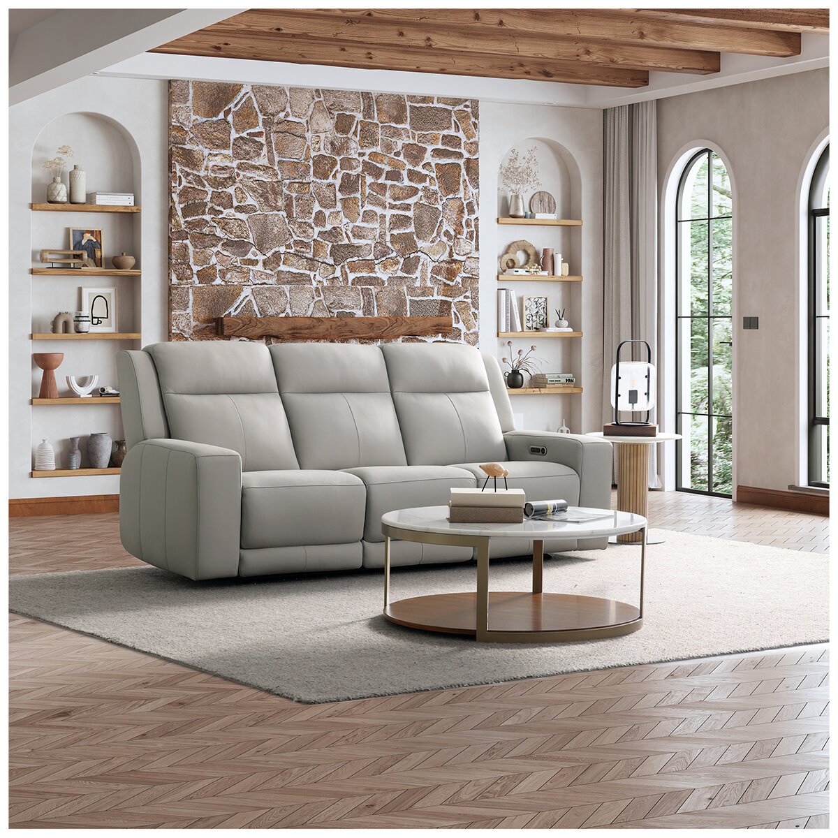 Simon Li Furniture Leather Power Reclining Sofa