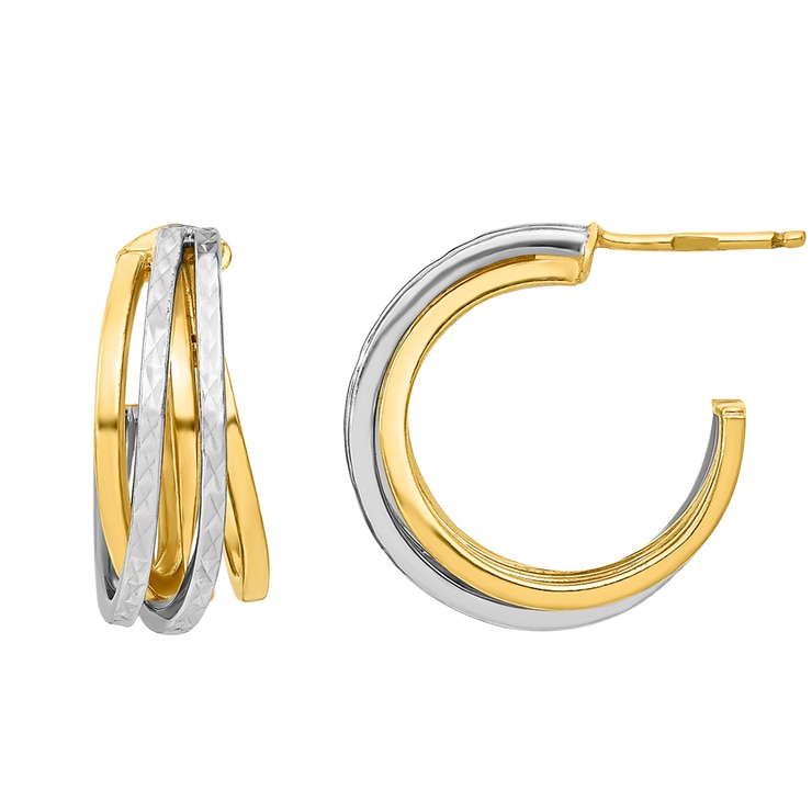 14KT Two Tone Gold Circle Hoop Earrings Costco Australia