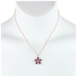 18KT Yellow Gold 0.05ctw Purple Amethyst Flower Pendant Necklace