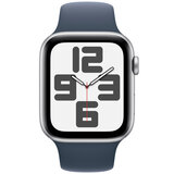 Apple Watch SE GPS 40mm Silver Aluminium Case with Storm Blue Sport Band - S/M
