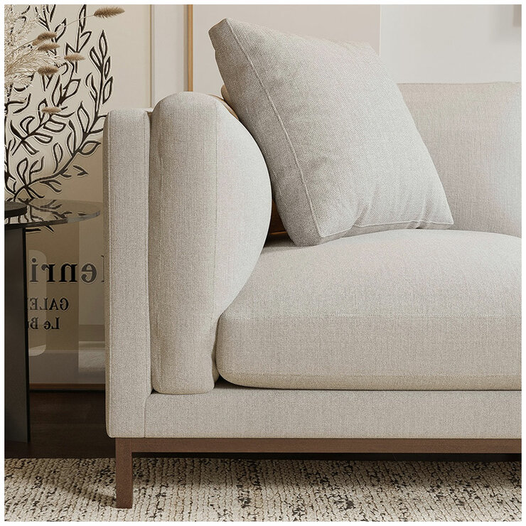 Valencia Bergen Fabric Sectional Lounge Right Chaise Beige