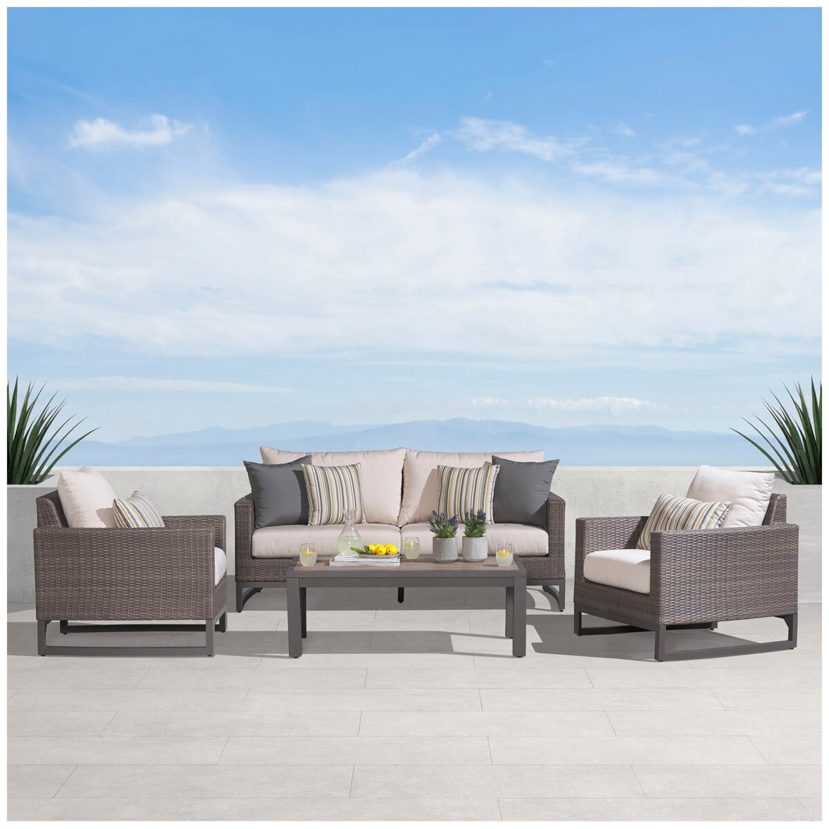 Milea Outdoor Seating Set 4pc Beige