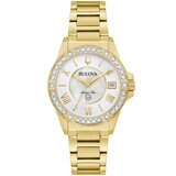 Bulova Ladies Marine Star Diamond Gold Plated Watch 98R294