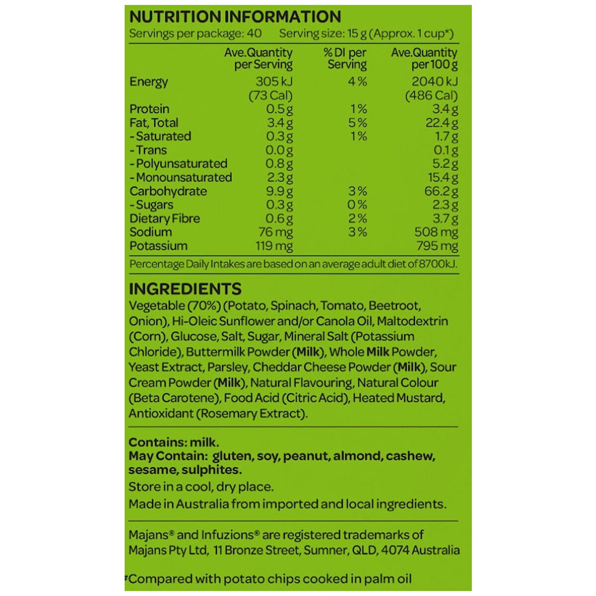 Majans Infuzions Veggie Straws 40 x 15g
