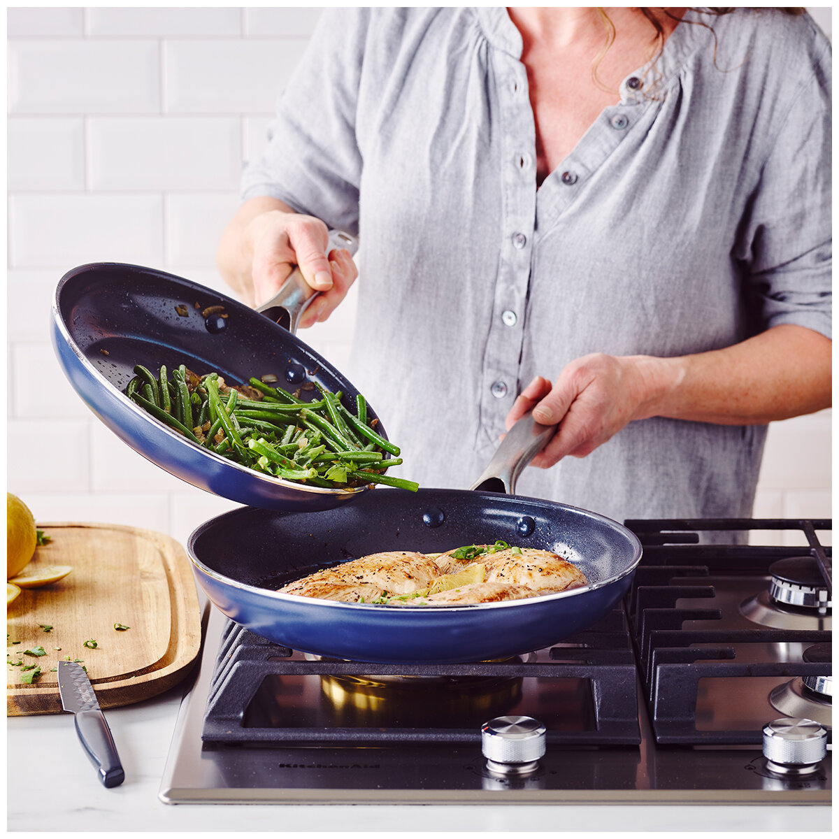 Blue Diamond Nonstick Ceramic Frypans 2 Pack