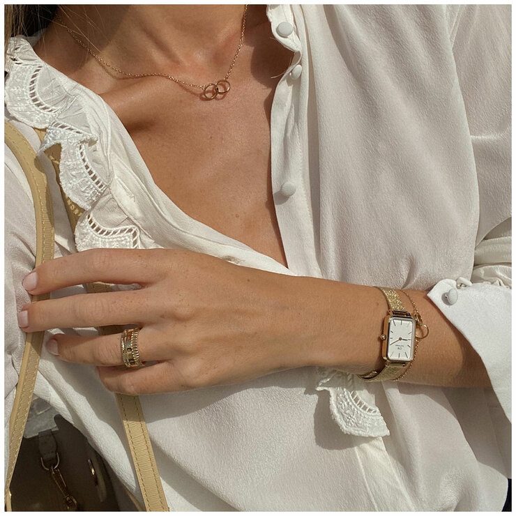 Daniel Wellington Quadro White Dial Evergold Strap Women's Watch DW00100556 Daniel Wellington Quadro White Dial Evergold Strap Women's Watch DW00100556