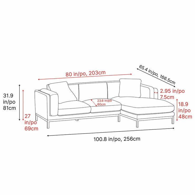 Valencia Bergen Fabric Sectional Lounge Right Chaise Beige