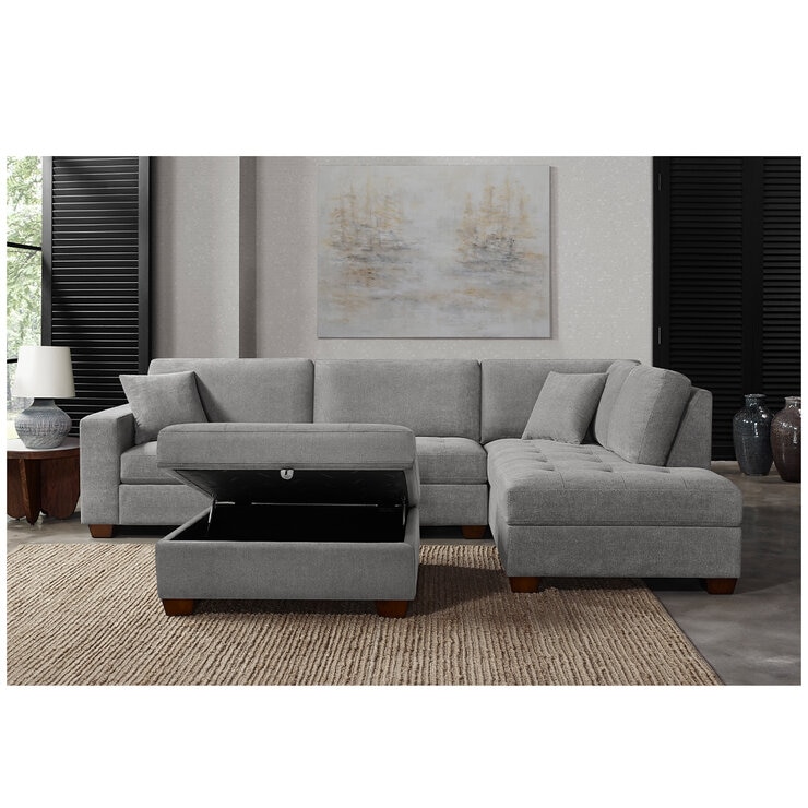 Thomasville Fabric Sectional With Storage Ottoman