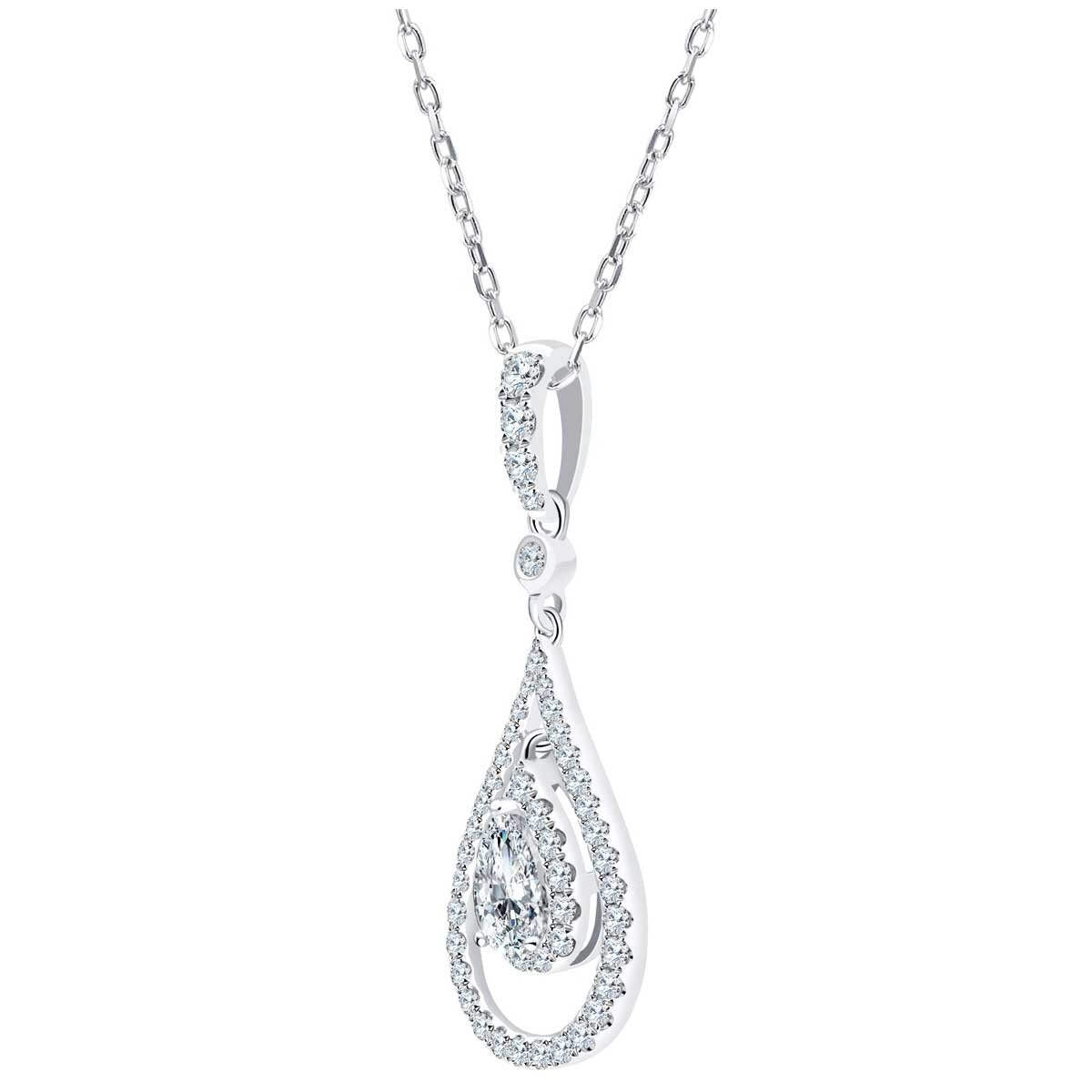 18KT White Gold 0.85ctw Diamond Teardrop Pendant
