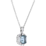 18KT White Gold Aquamarine and Diamond Pendant