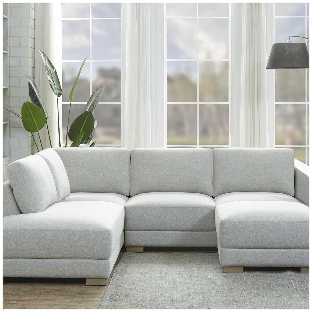 Synergy Home Furnishings Fabric Sectional With Ottoman