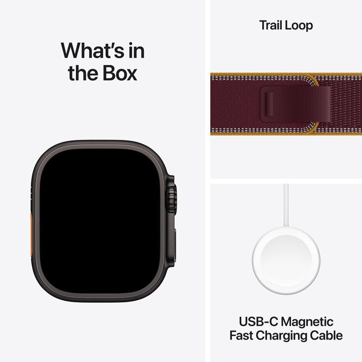 Apple Watch Ultra 4 GPS + Cellular 49mm Black Titanium Case with Burgundy Trail Loop Apple Watch Ultra 4 GPS + Cellular 49mm Black Titanium Case with Burgundy Trail Loop