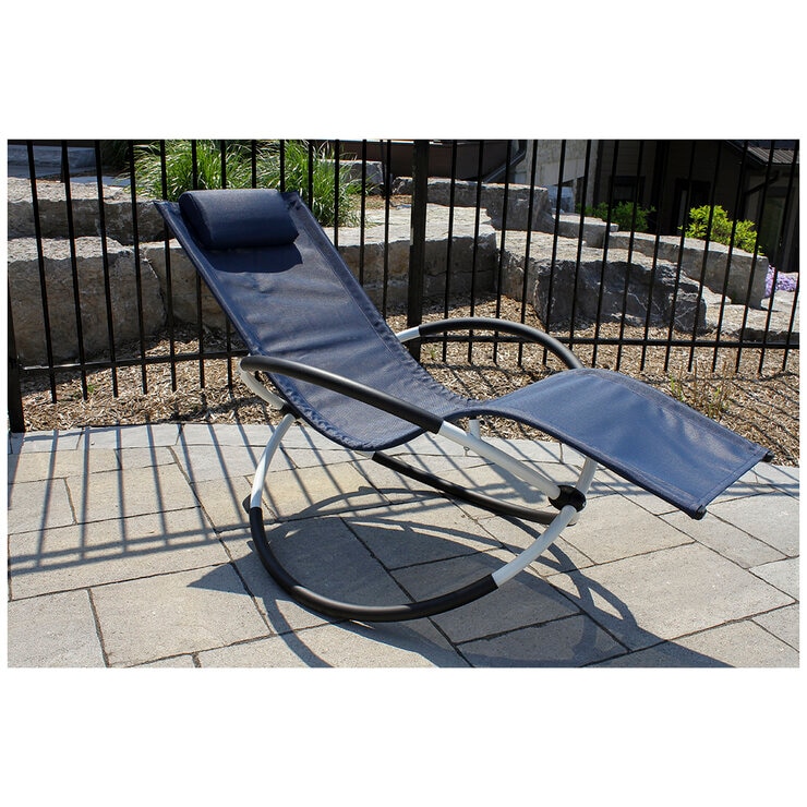 Single Orbital Outdoor Lounger Navy White Single Orbital Outdoor Lounger Navy White