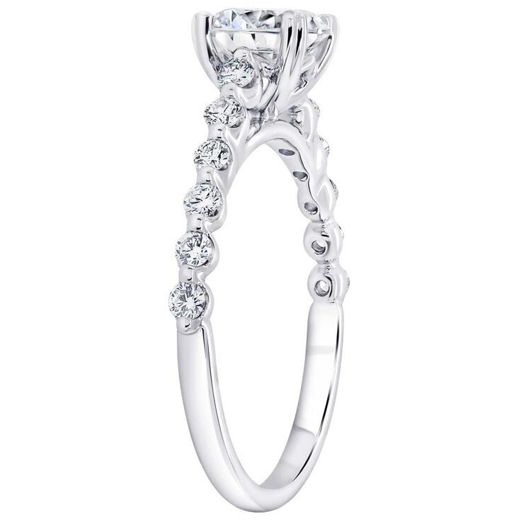 18KT White Gold 1.35ctw Diamond Bridal Ring With 1.00ct Centre Stone