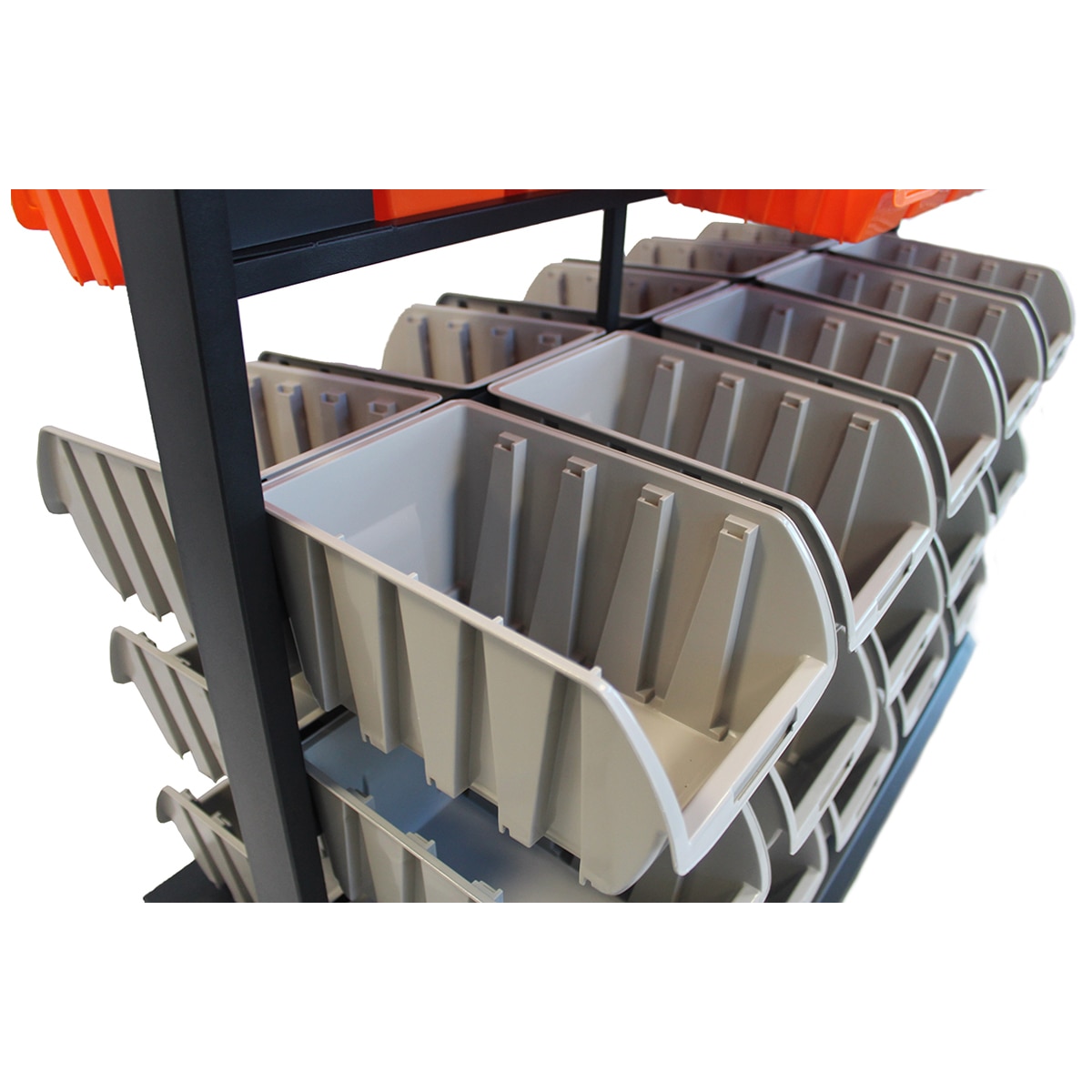 TRINITY Dual-Sided Mobile Bin Rack