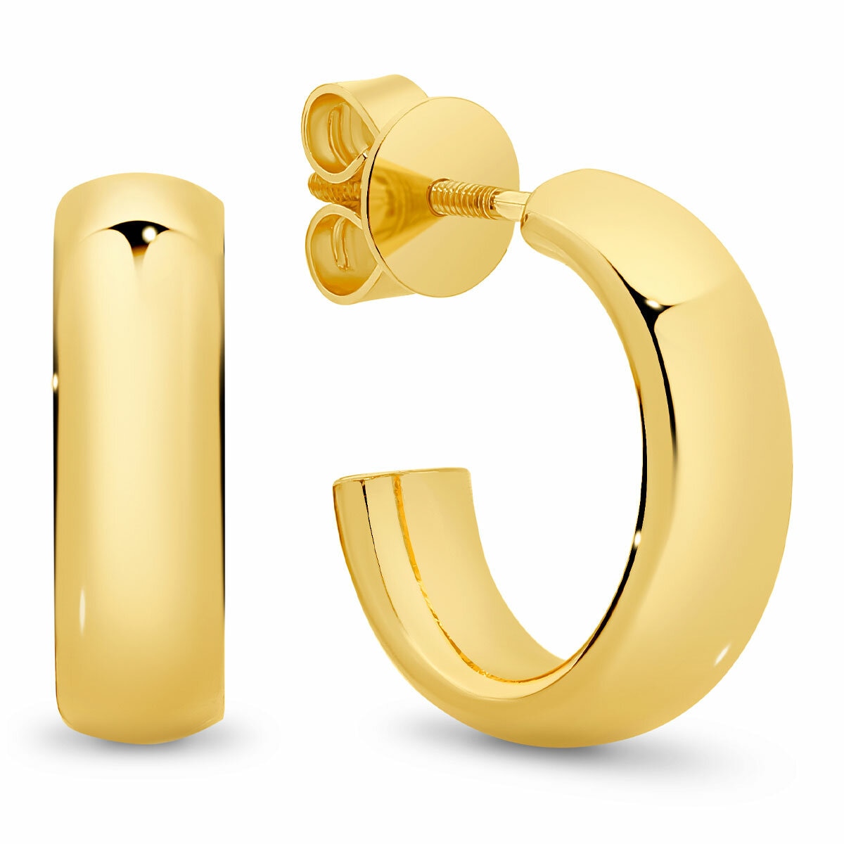 24KT Yellow Gold Classic Half Hoop Stud Earrings