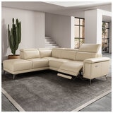 Valencia Pista Leather Reclining Sectional Lounge Left Chaise Beige Colour