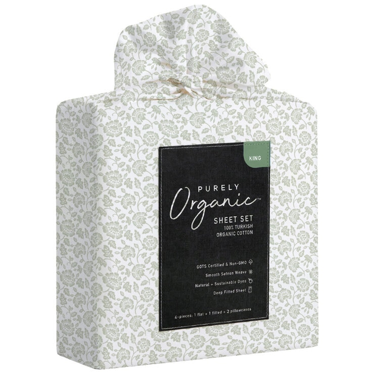 Purely Organic 300TC Cotton Sheet Set 4 Piece King Madina Blockprint