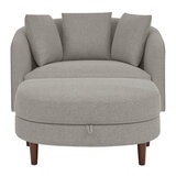Thomasville Fabric Oversize Accent Chair With Storage Ottoman