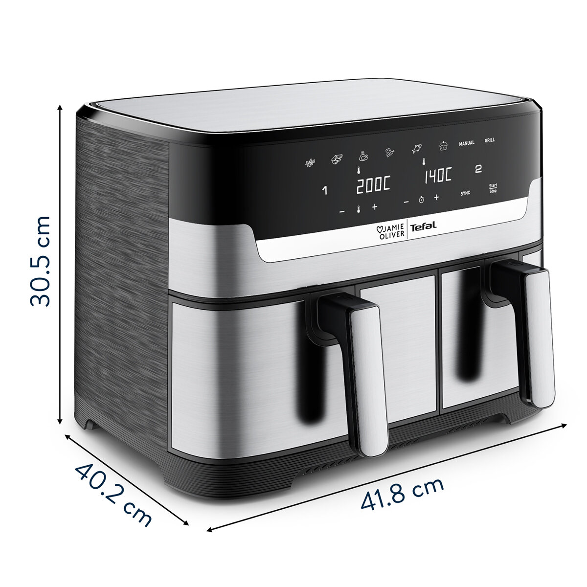 Jamie Oliver By Tefal Dual Drawer Air Fryer EY905J