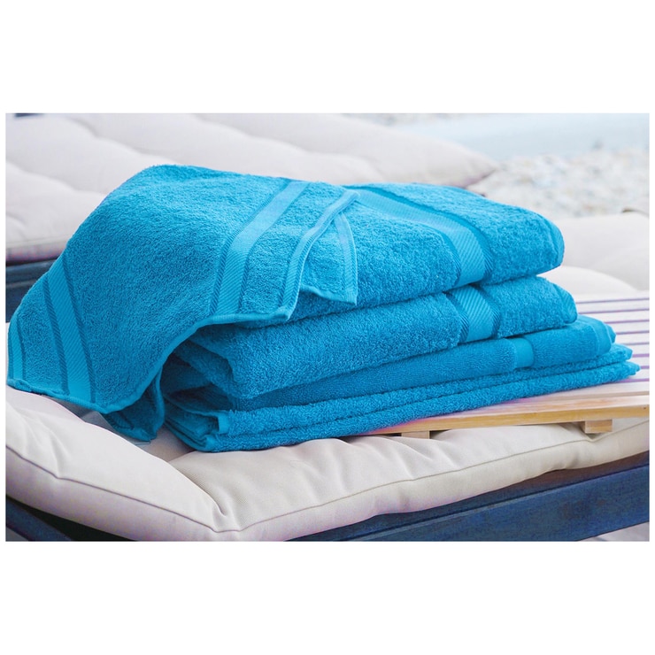 Kingtex Plain Dyed Combed Cotton Bath Sheet Set 7pc Aqua Costco Australia
