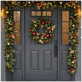 CGH 76.2cm Pre-Lit Decorated Holiday Wreath Red