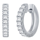 18KT White Gold 1.00ctw Princess Cut Diamond Hoop Earrings