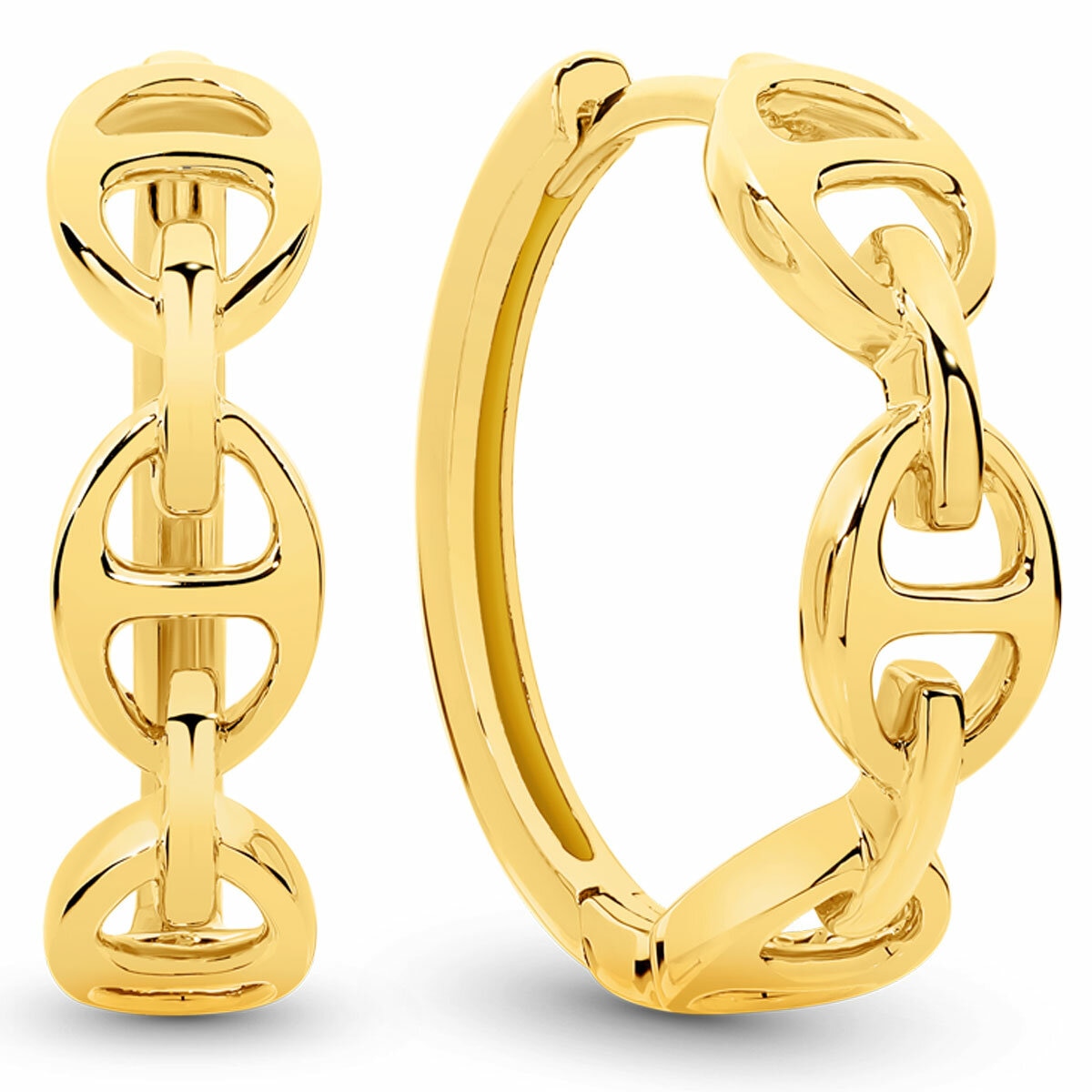 18KT Yellow Gold Mariner Link Hoop Earrings