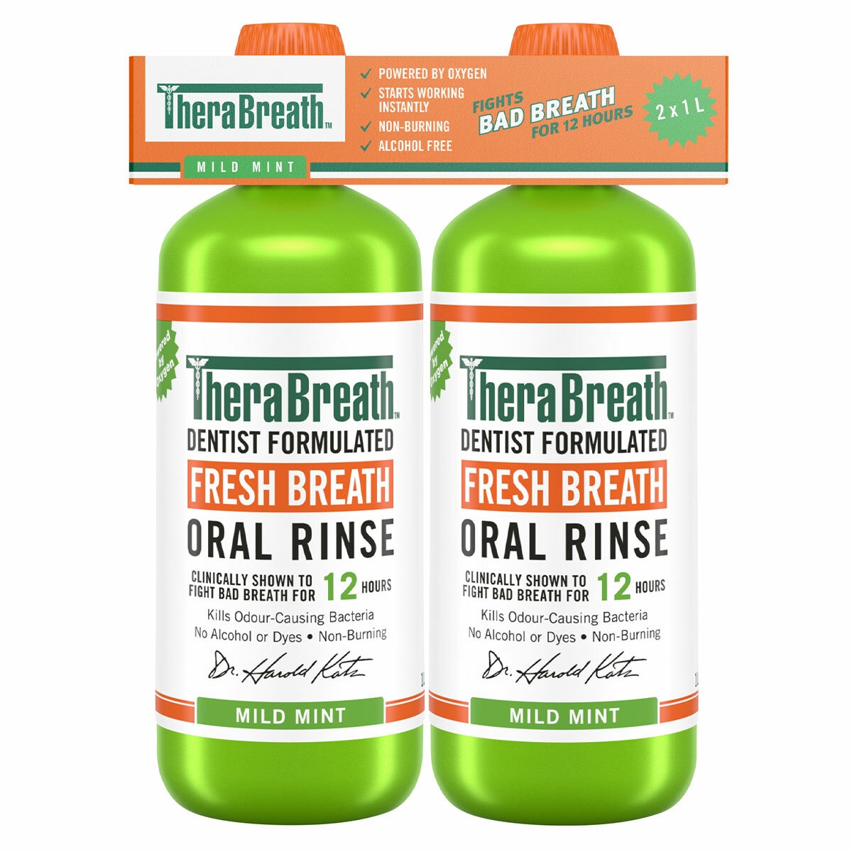 187808 TheraBreath Mild Mint Mouthwash 2 x 1L