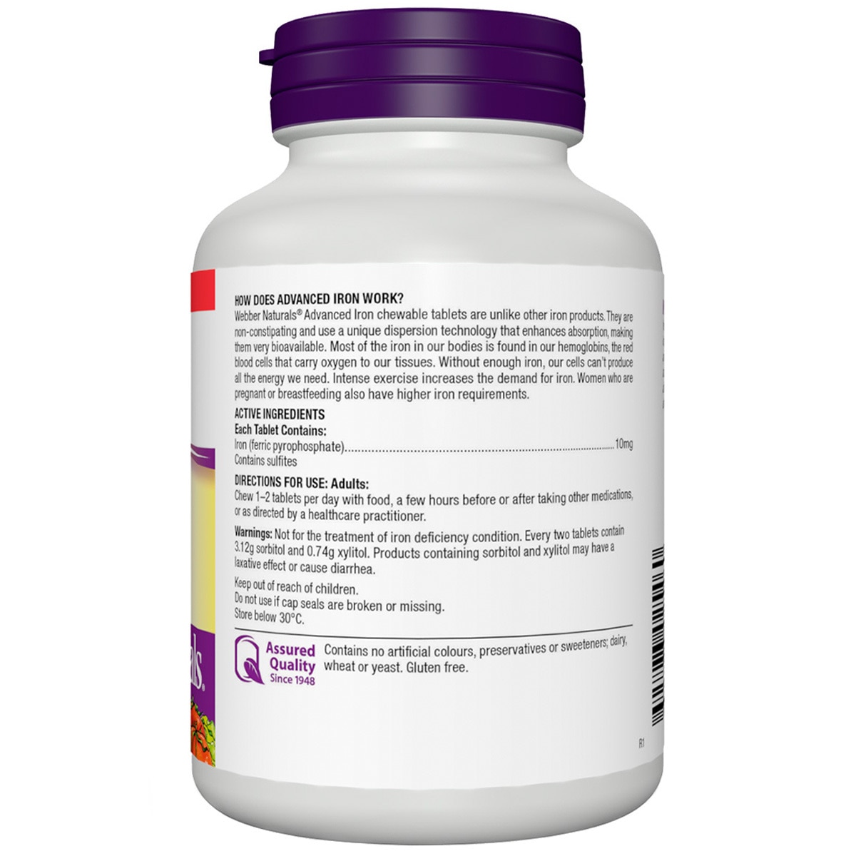 Webber Naturals Advanced Iron 10mg 75 Chewable Tabs