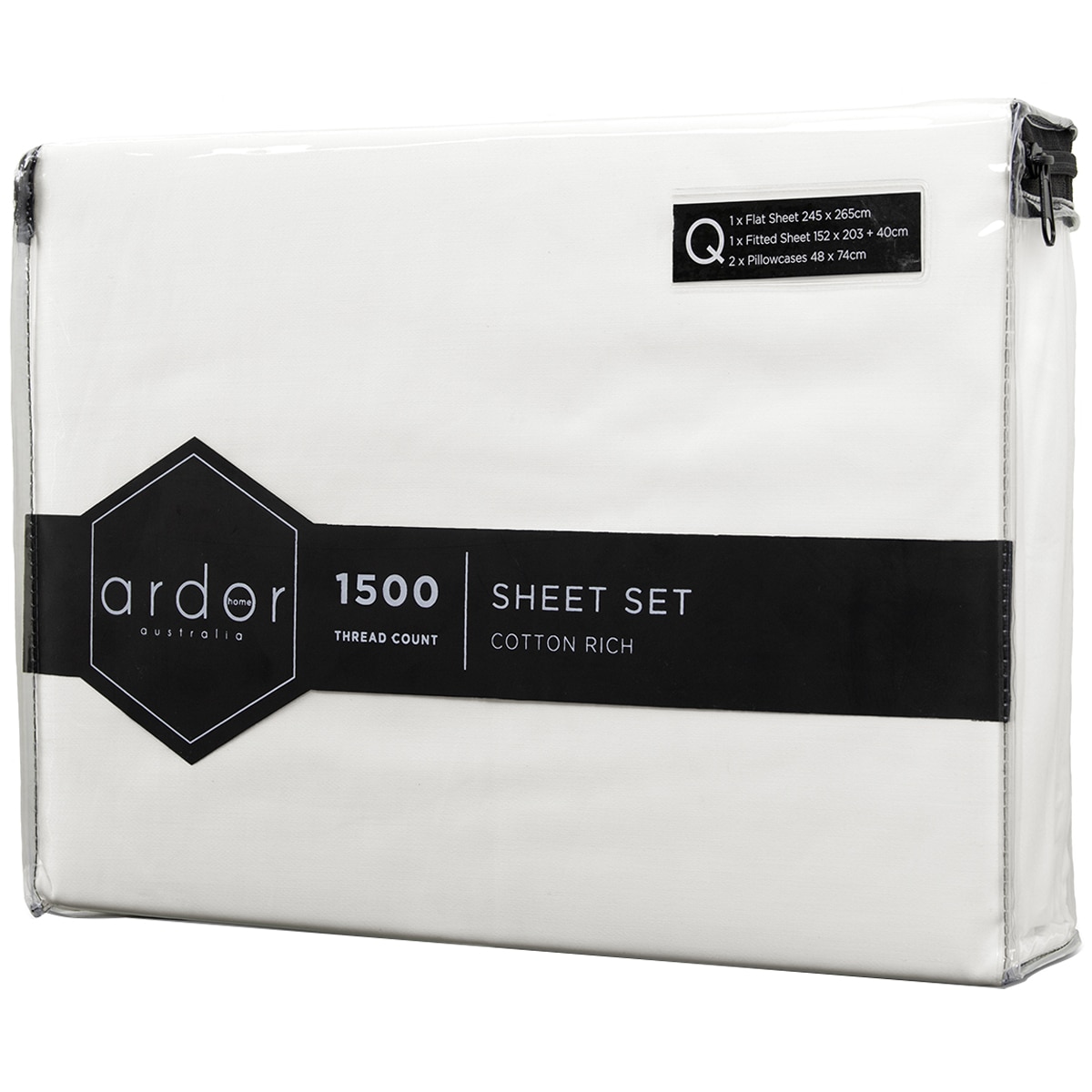 Ardor 1500TC Cotton Rich Sheet Sets Queen - White