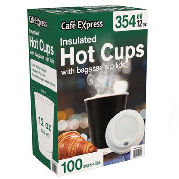 Cafe Express Double Wall Hot Cup & Lid 354ml 100 Piece Count