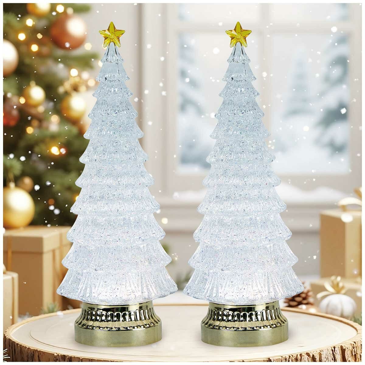 Glitter LED Christmas Trees Set of 2 Glitter LED Christmas Trees Set of 2