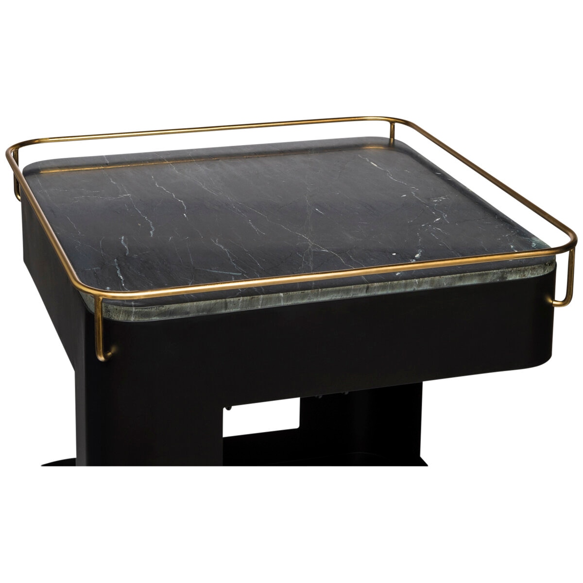 Wine Stash Miniature Bar Cart with Marble Top Black