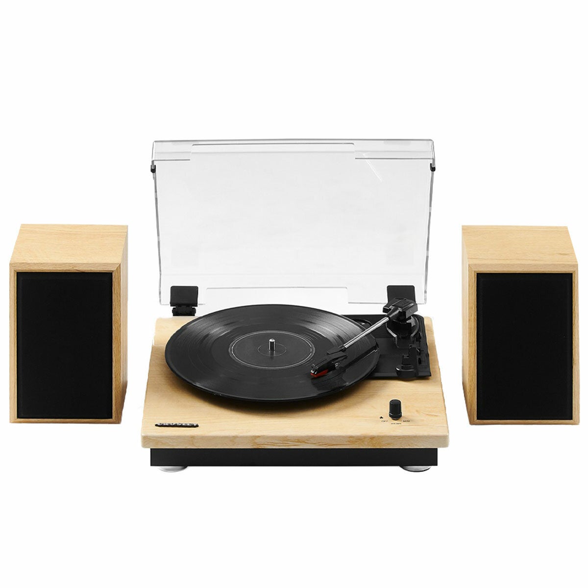 Crosley Brio Record Player Shelf System With Speakers - Natural Crosley Brio Record Player Shelf System With Speakers - Natural