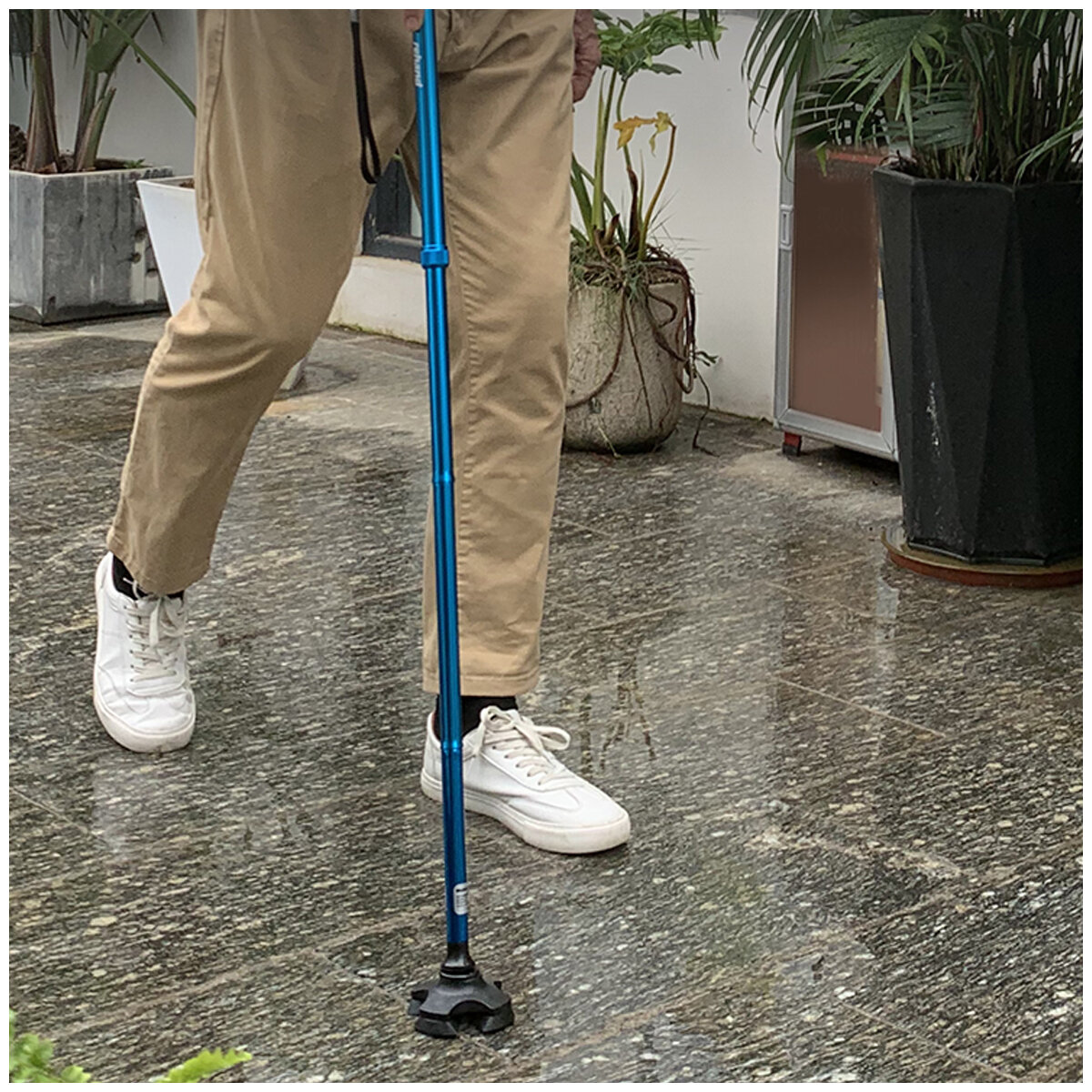 Rehand Walking Stick M-Quad Blue