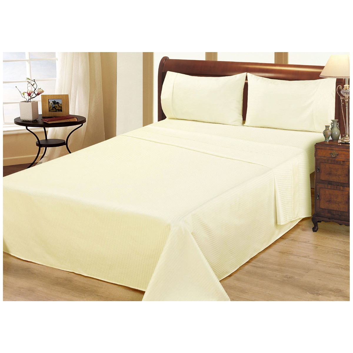 Ramesses 1000 Thread Count Pima Cotton Narrow Stripe Queen Sheet Set