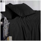 Ramesses 1000 Thread Count Pima Cotton Narrow Stripe King Sheet Set Black