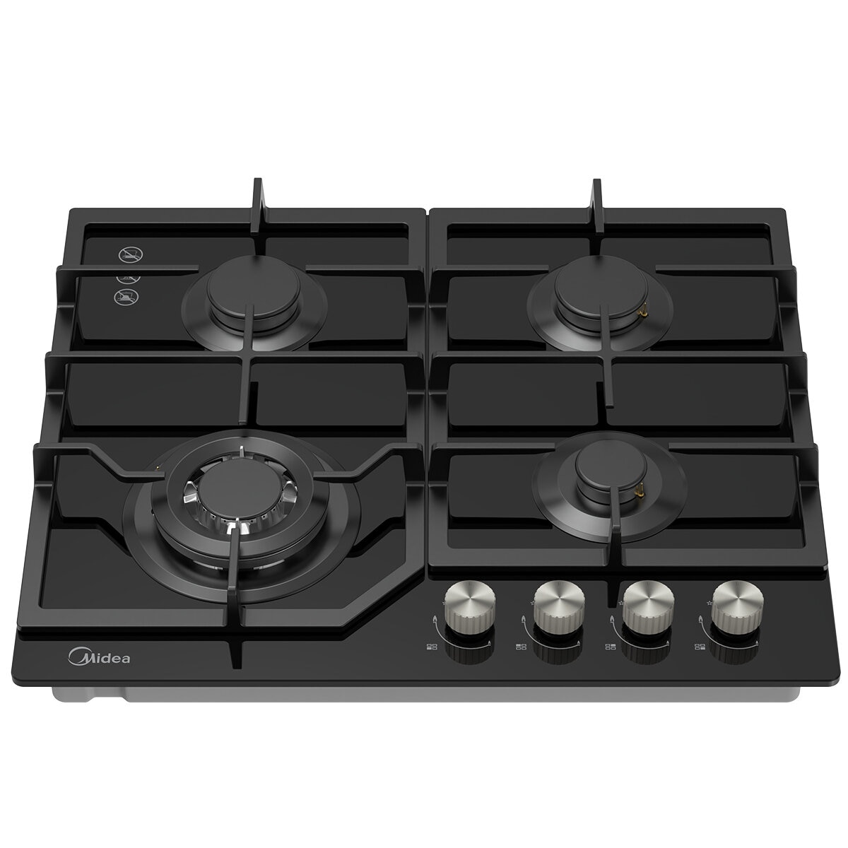 Midea 60cm Black Glass Gas Cooktop Black MCG601GBL
