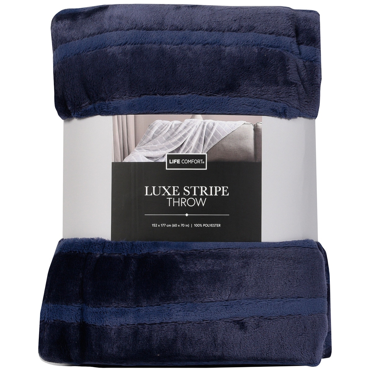 Life Comfort Luxe Stripe Throw Navy Costco Australia